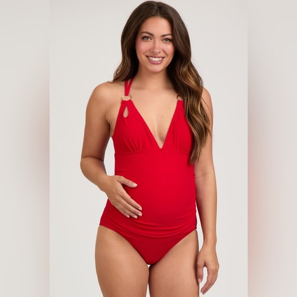 Pinkblush ribbed one piece swimsuit bathing suit nwot - Picture 1 of 4